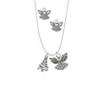 thumbnail image 2 of Delight Jewelry Silvertone Christmas Tree Zig Zag Silver tone Guardian Angel Charm Necklace and Stud Earrings, 2 of 4