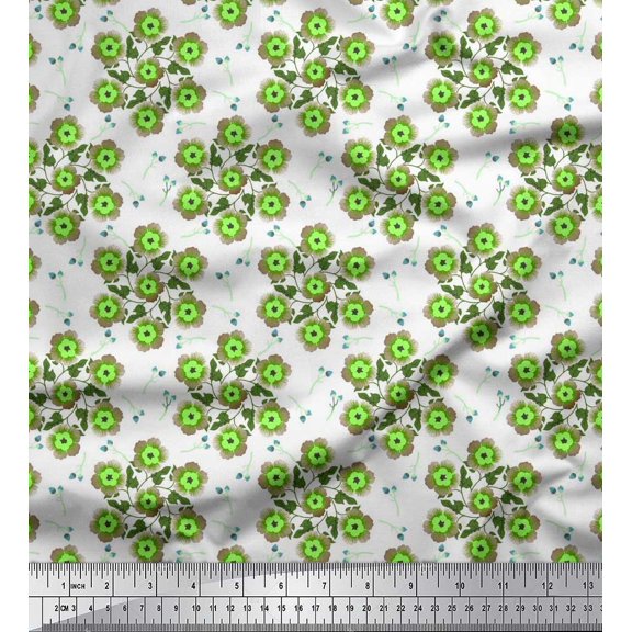Soimoi Cotton Duck Fabric Leaves & Floral Artistic Fabric Prints by Yard 42 Inch Wide