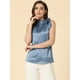 thumbnail image 3 of Blusa elegante de satén sin mangas con lazo y cuello de pajarita para mujer Gris Azul XL, 3 of 6