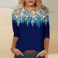 thumbnail image 2 of Ladies Tops and Blouses,3/4 Sleeve Tops for Women Crew Neck Outfits Print Blouses Business Work T Shirts Classic Basic Tees Casual Tunic, 2 of 5