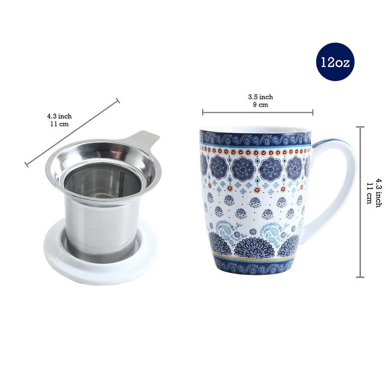 12oz Double Walled Porcelain Travel Cup with Stainless Steel Infuser