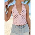 thumbnail image 4 of LMLYSoH Cute Halter Tops for Women Summer Dot Print V-Neck Going out Tank Tops Backless Shirts for Streetwear, 4 of 9