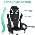 thumbnail image 4 of Video Gaming Chair, PU Leather Racing Chair, Ergonomic Office Chairs High Back Gamer Chair Computer Desk Chairs Lumbar Support with Arms Swivel Chair  for Adults(White), 4 of 8