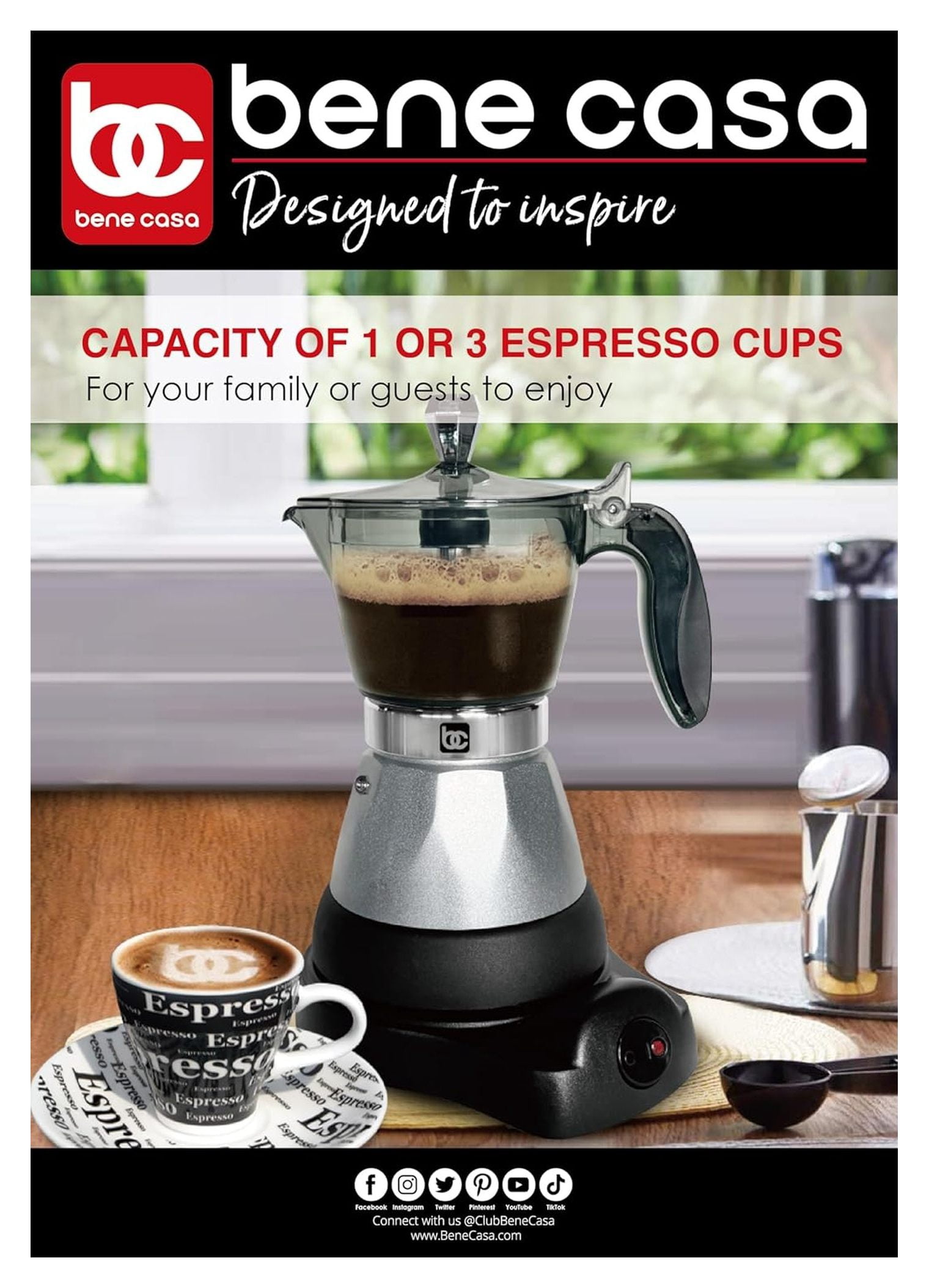 Portable Espresso Maker, Silver Cafetera - 1-3 Cups Electric Coffee Machine for Home, Travel, RV - Fast Brewing, Automatic Shut-Off