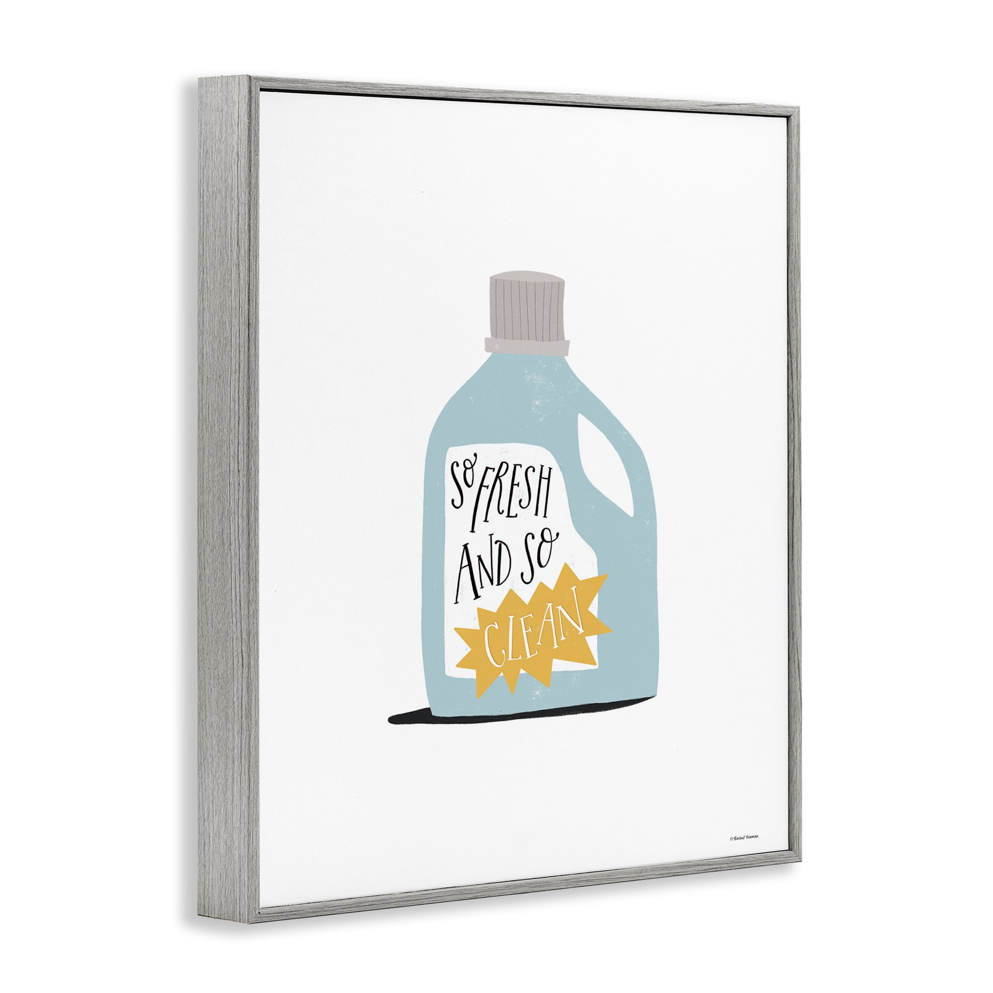 Stupell Industries So Fresh & Clean Laundry Typography Painting Gray Framed Art Print Wall Art, 16 x 20