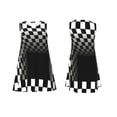 thumbnail image 7 of Honeii 3d Black and White Checkerboard Tunnel Print Women's Sleeveless Dress, Loose Fit Casual Dress for Women, Summer Fashion Dress, 7 of 7