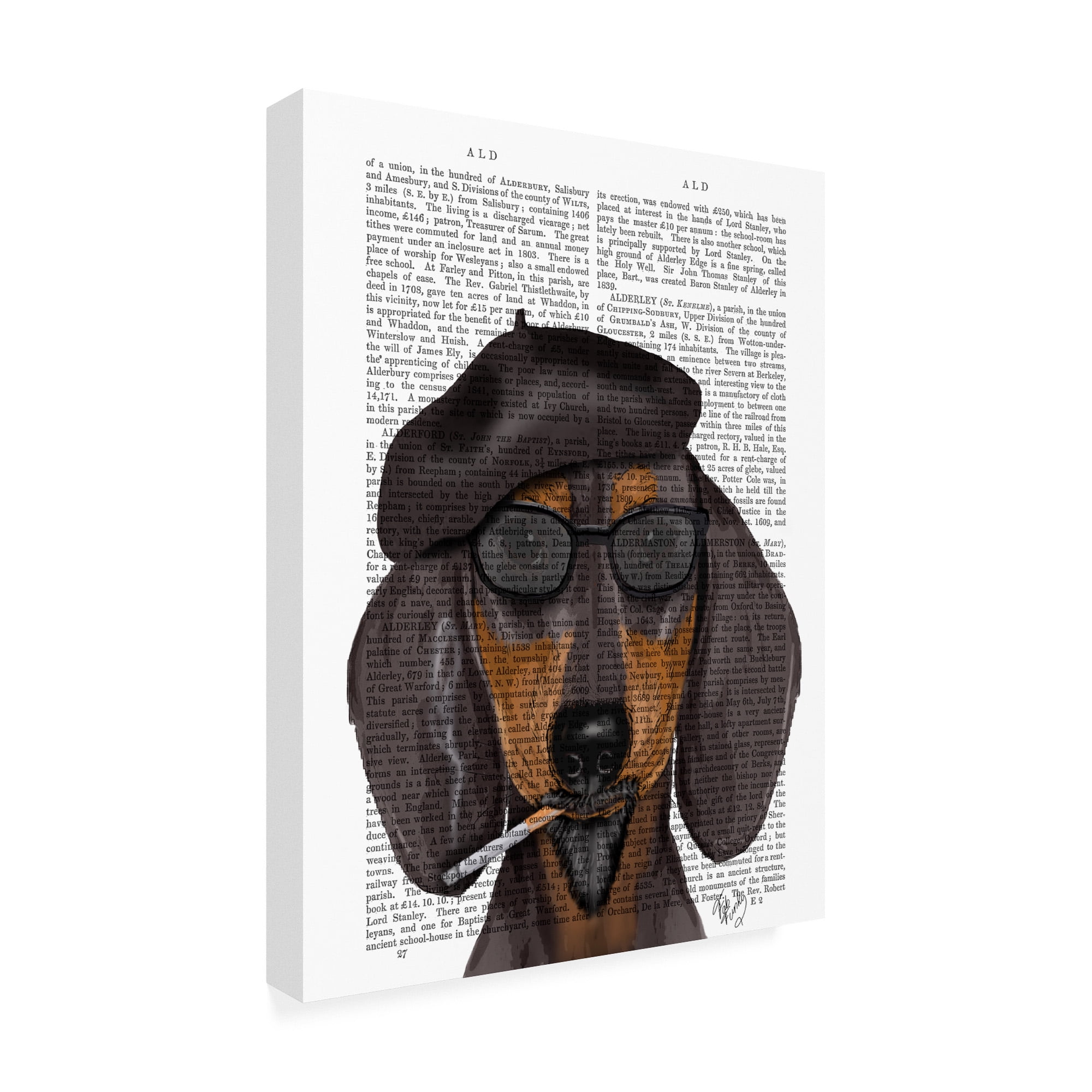 Trademark Fine Art 'Hipster Dachshund, Black and Tan' Canvas Art by Fab Funky
