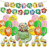 Pikmin Party Supplies Captain Olimar Video Game Birthday Party Decorations with Happy Birthday Banner Cake Topper Balloons for Kids(2)