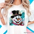 thumbnail image 2 of Brushstroke Cute Snowman T-Shirt, Preppy Merry Christmas Glitter Holiday Tee, 2 of 8