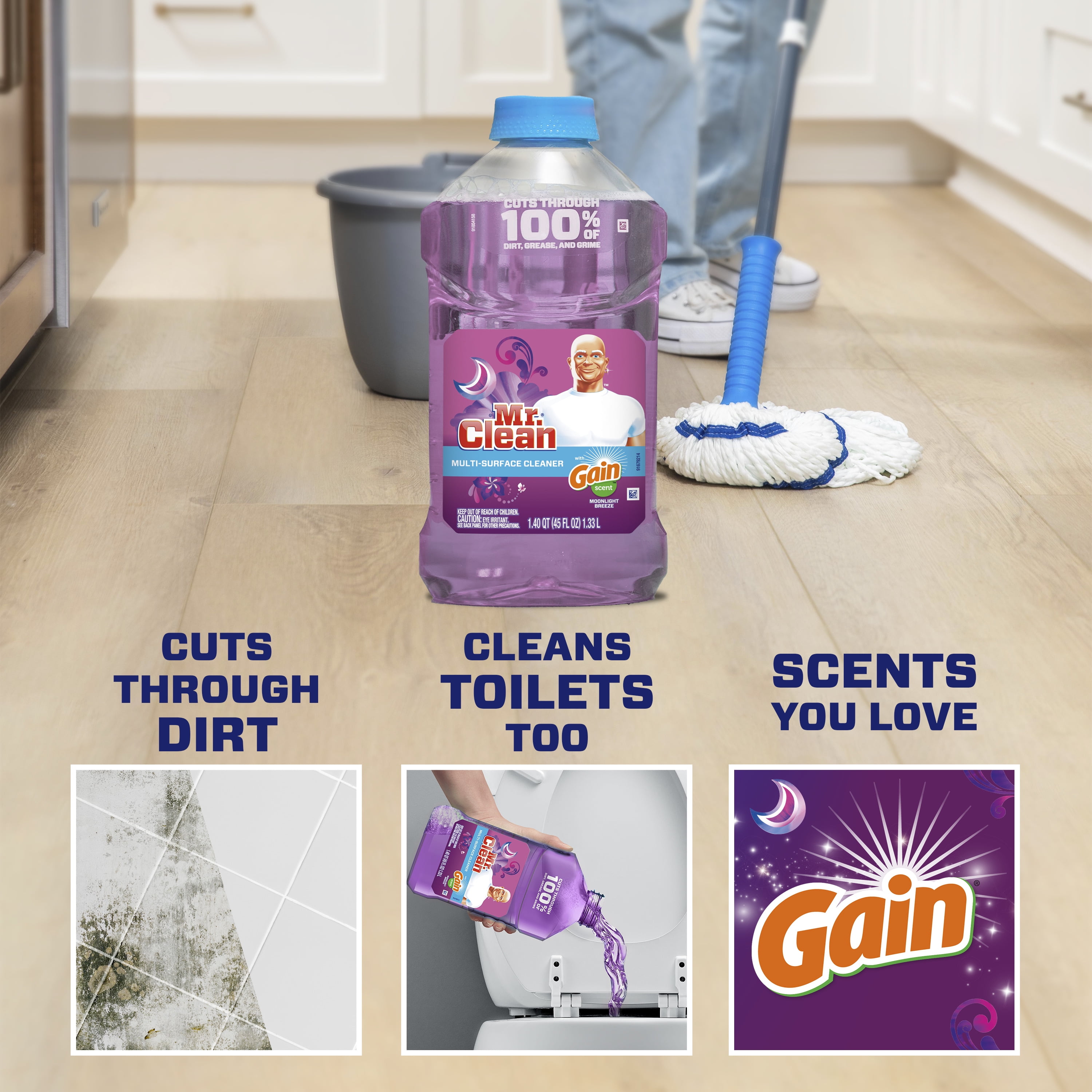 Mr. Clean with Gain Moonlight Breeze Scent Multi-Surface Cleaner, 45 fl oz