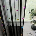 thumbnail image 4 of Bazaahm Black Sheer Linen Curtains Set of 2 for Living Room 84"L x 52"W Boho Sparkling Colorful Metallic Polka Dots Printed Rod Pocket Window Drapes for Kids Juvenile Bedroom, 4 of 6