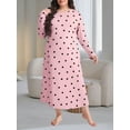 thumbnail image 2 of ValueVibe Plus Size Nightgown for Women Long Sleeve Sleepshirt Crew Neck Full Length Sleepdress with Pink Love Print, 1XL, 2 of 5