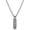 Silver, variant on Women's Men's Stainless Steel Long Square Skateboard Pendant Goth Statement Necklace Green Zirconia Inlaid Jewelry Gold