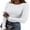White, variant on Rdhnmea Women Solid Color Ribbed T-Shirts Long Sleeves Slim Fit Casual Tops