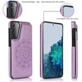 thumbnail image 2 of Samsung Galaxy S21 FE (NOT S21) Wallet Case,Embossed Mandala Pattern Flower Premium PU Leather Double Magnetic Buttons Flip Shockproof Protective Cover for Samsung Galaxy S21 FE SKM Purple, 2 of 14