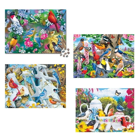 Collections Etc 4-Pack 500-Piece Bird Jigsaw Puzzle Set