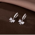 thumbnail image 4 of Sterling Silver CZ Bow Hoop Earrings for Women Teens Love Bow Hoop Earrings Huggie Valentines Day Earrings, 4 of 5