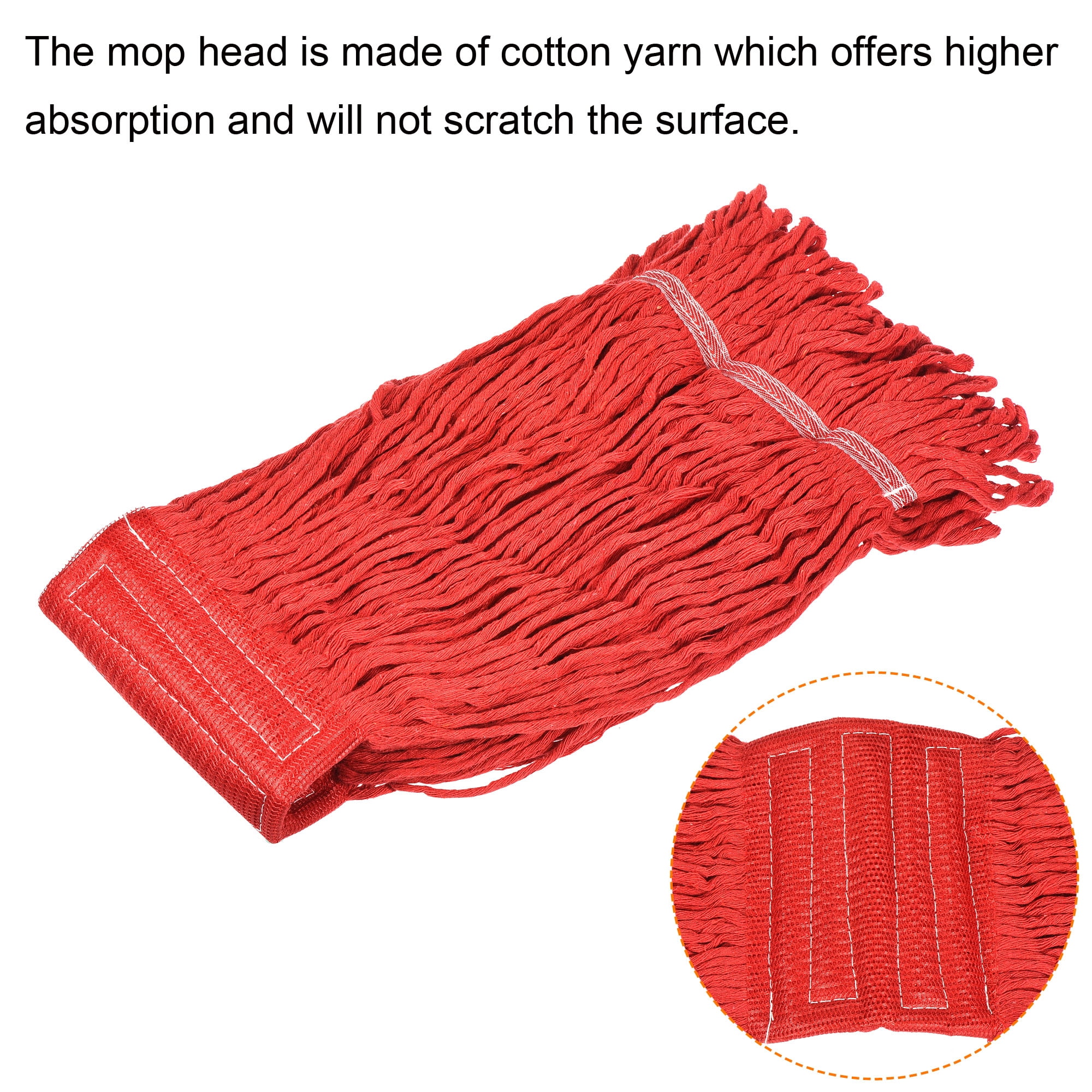 Unique Bargains Commercial Mop Heads Replacement Made Of Cotton Yarn Red