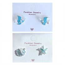 DESIGNICE 2Pcs Summer Earrings,Smooth Without Snag Earrings for Women,Alloy Material Small Stud Earrings for Women,Statement Earrings for Women for Vacation,Style1