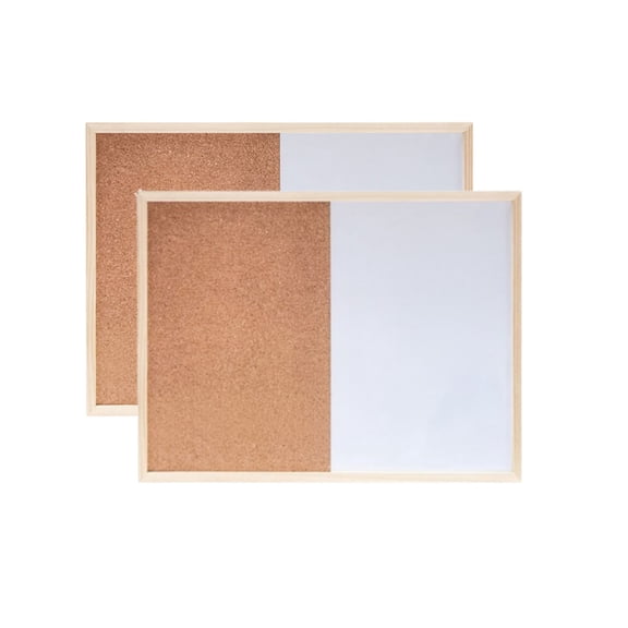 2 Pieces Magnetic Whiteboard and Cork Board Combination Memo Photo Display for Office Home Student