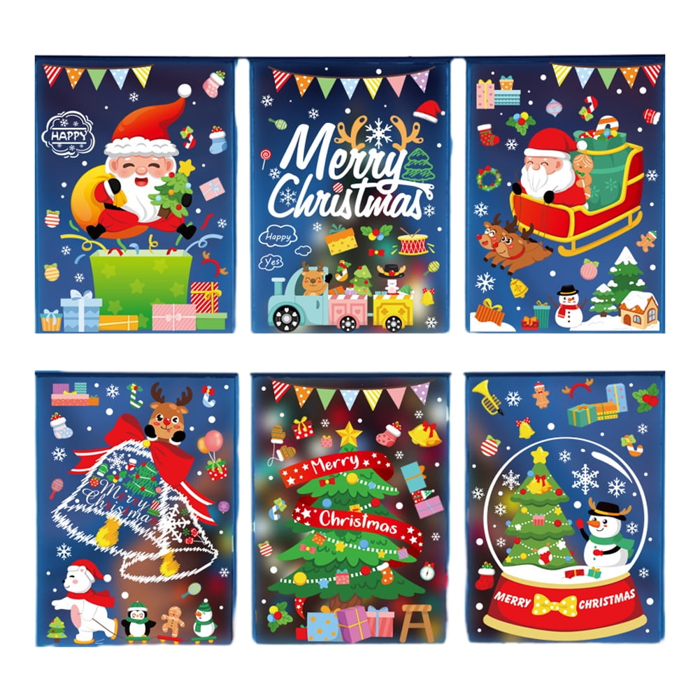 KYAIGUO Christmas Static Window Stickers Snowman Moose Window Stickers ...