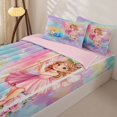 thumbnail image 3 of jejeloiu Watercolor Gradient Graffiti Zipper Twin Comforter Sets with Fitted Sheet and 2 Pillowcases For Girls,Magical Rainbow Initial J Zipper Bedding Set For Kids,Pink Reversible,4-Piece, 3 of 7
