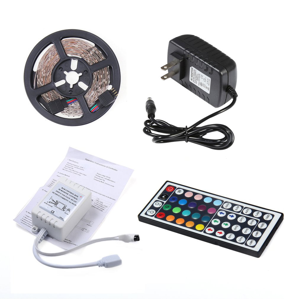 5M Waterproof LED Strip Light 12V US Power Full Kit SMD 44 Key Remote RGB 5050 