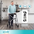 thumbnail image 2 of Andador con ruedas Stander Wonder, ligero, plegable y compacto, ideal para personas mayores y adultos. Ruedas de 6 pulgadas, frenos con bloqueo y asiento acolchado con respaldo. Color nogal negro., 2 of 5