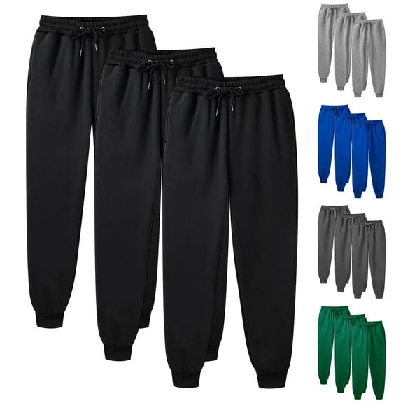 Yeaiivve 3 Pack Sweatpants for Women Solid Casual Joggers High Waisted Drawstring Cinch Bottom Pants with Pockets Dark Gray M