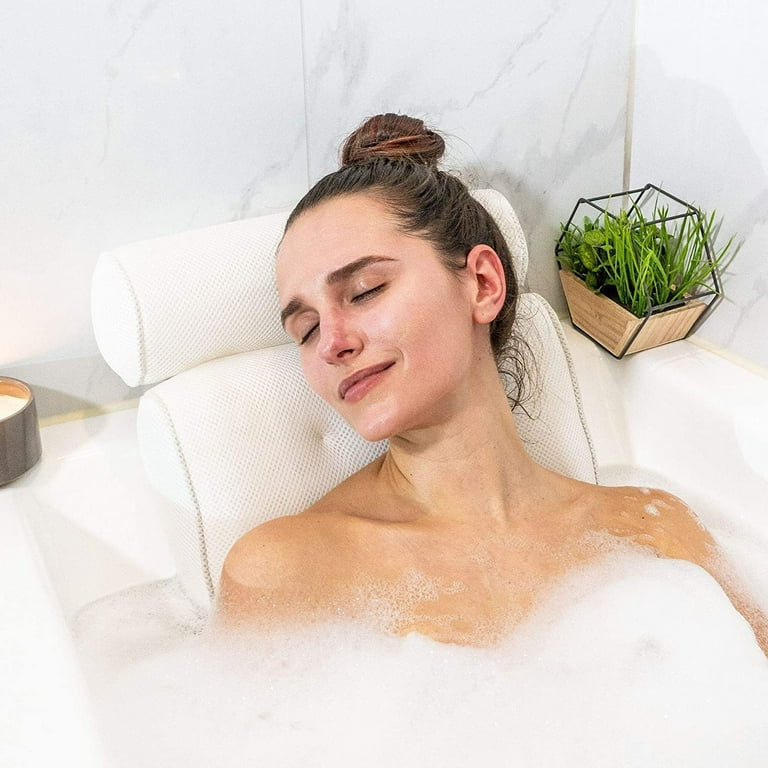 Luxury Non-Slip Spa Bathtub Pillow with 6 Suction Cups, 3D Mesh Spa Bath  Pillow Home Spa Tub Pillow Bath Cushion for Head, Neck, Back and Shoulders