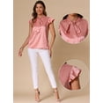 thumbnail image 2 of DARING DIVA Women's Ruffled Cap Sleeve Work Polka Dots Blouses XS Pink, 2 of 6
