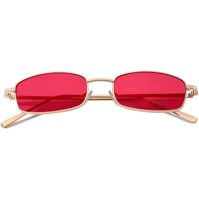 FEISEDY Vintage Slender Square Sunglasses Retro Small Metal Frame Candy Colors B2295