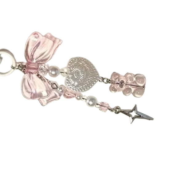 Jesscasday Sweet Bear Wing Headphone Charm Pendant Phone Straps Pocket Keychain Strap Hanging Decoration for Keys Bag Purse