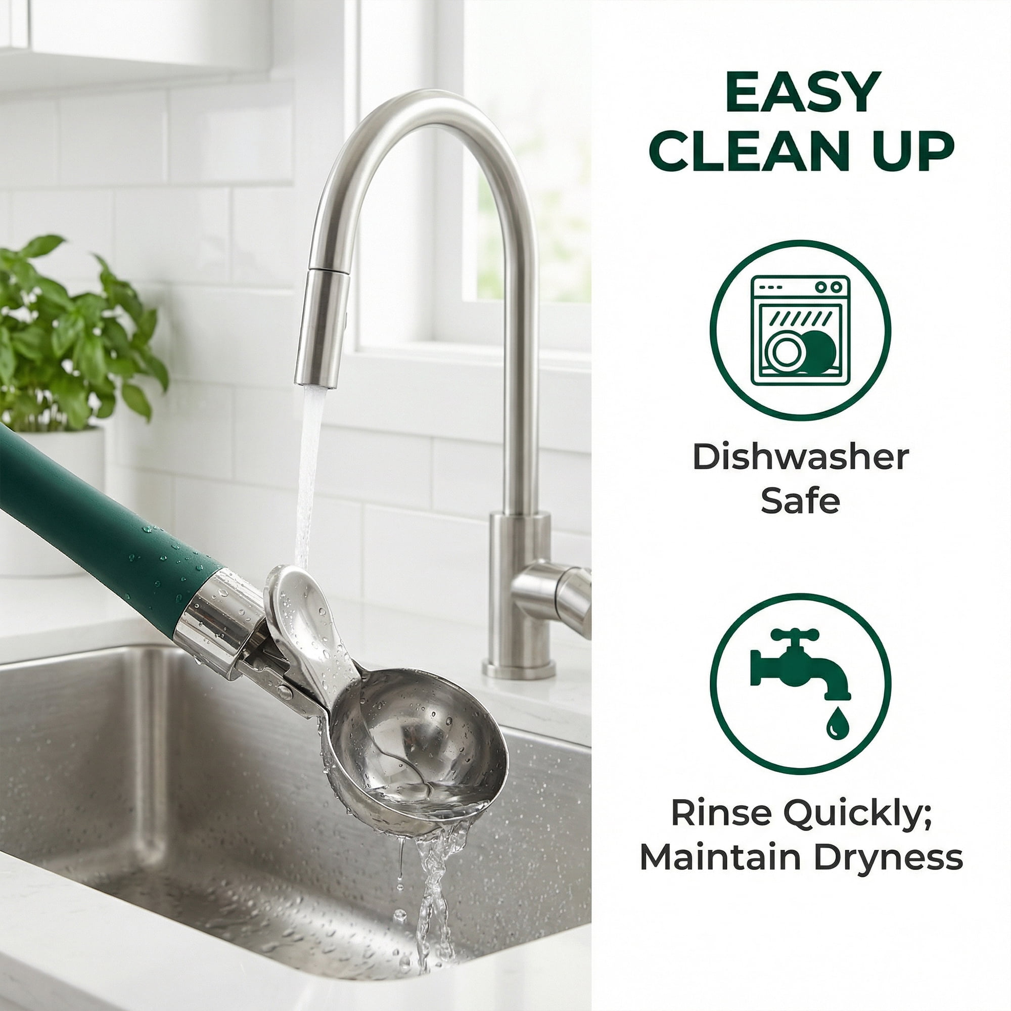 Unique Bargains Stainless Steel Ice Cream Scoop with Ergonomic Handle Dark Green