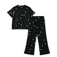 thumbnail image 4 of Abcomgle Girls Summer Outfits 7-8 Polka Dot Short Sleeve T Shirts and Wide Leg Pants Set Cute Casual Girls Sweatsuit,7-8 Years, 4 of 4
