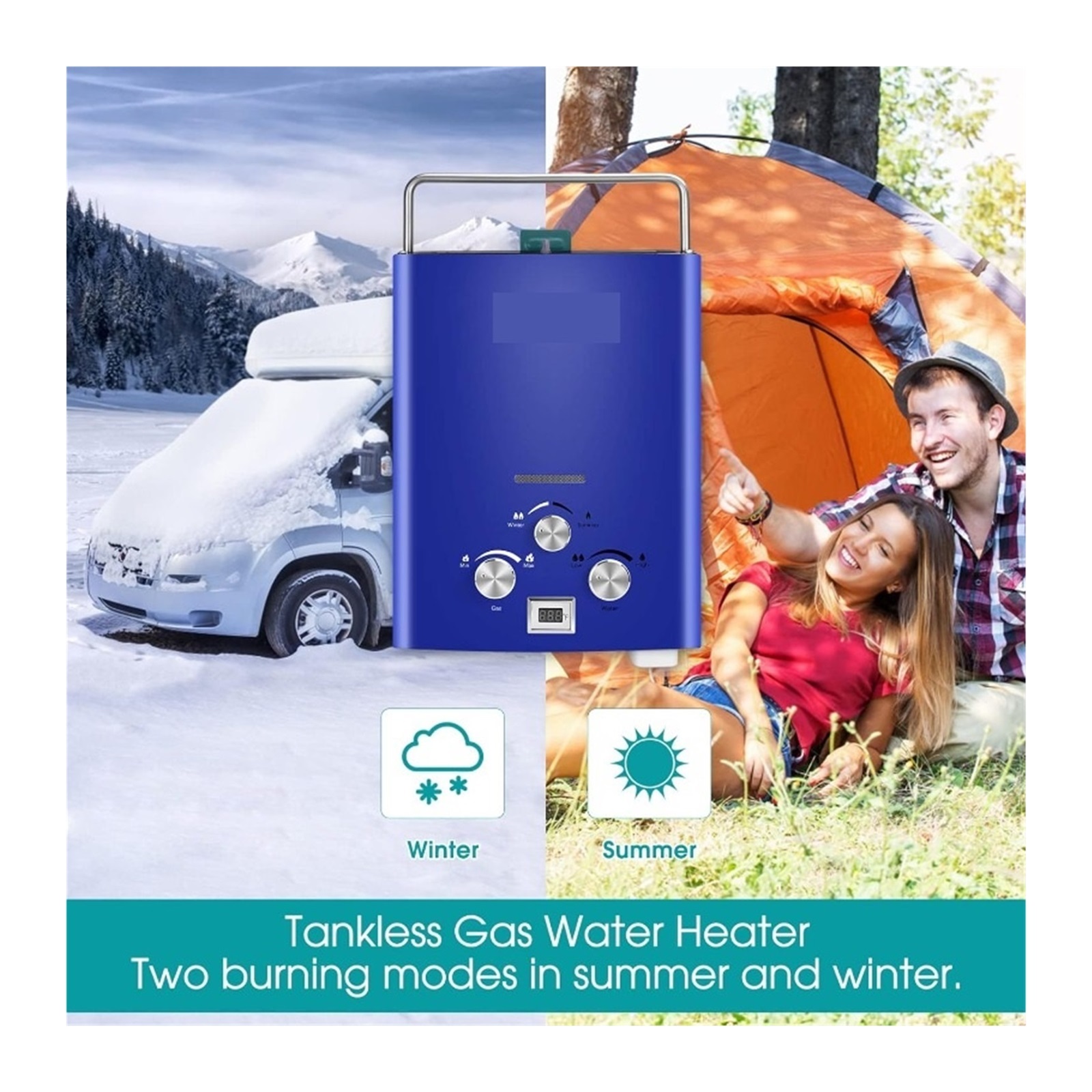 Water Heater -1.6GPM 6L Portable Gas Water Heater, Easy To Install, Propane Tankless Water Heater, Instant Hot Water For Shower ,Compact Design