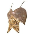 thumbnail image 4 of Womens Tops Shirts Fringe Backless Party Tank Spaghetti Strap Crop Women Tees Blouses Gold XS, 4 of 4