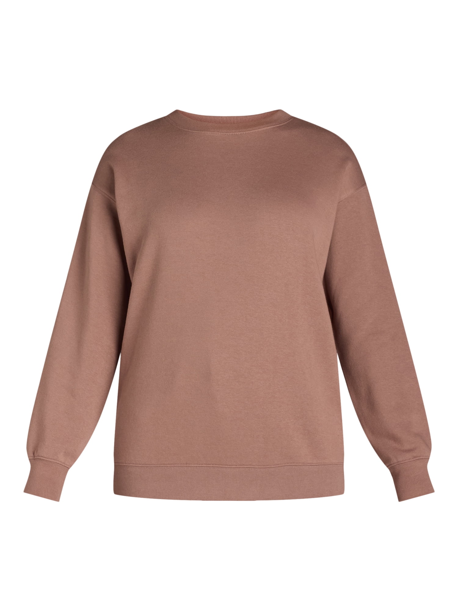 No Boundaries Fleece Oversized Sweatshirt with Long Sleeves, Women’s Sizes XXS-4X