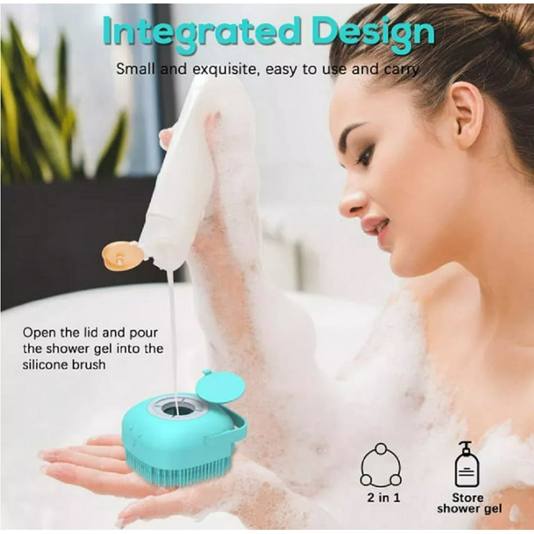 1-Pack Silicone Bath Body Brush with Soap Dispenser – 2-in-1