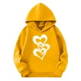 thumbnail image 2 of Eltusu Girls Valentines Hoodies, Heart Graphic Long Sleeve Fashion Loose Fit Pullover Sweatshirts Yellow Size 5-6 T, 2 of 4