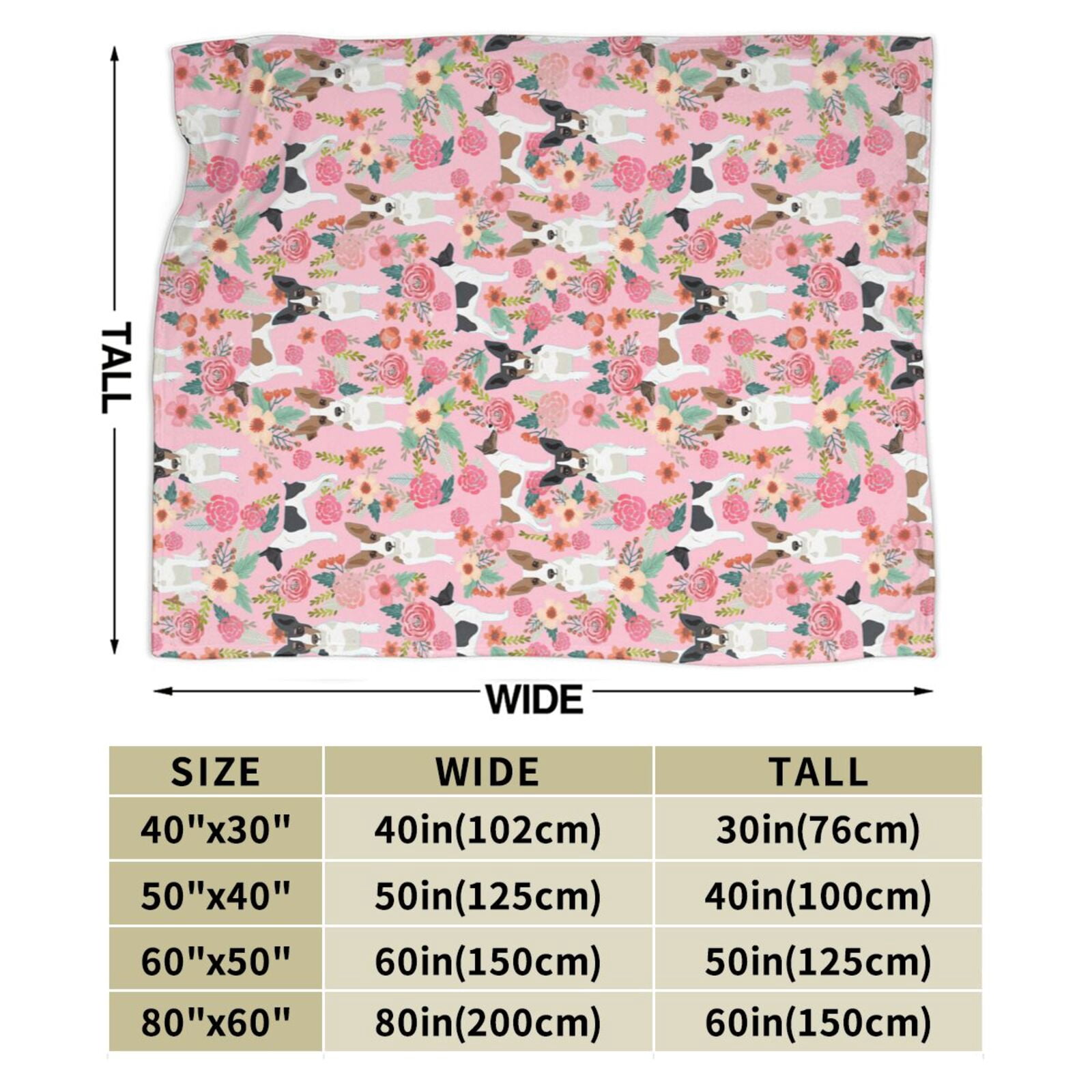 Rat Terrier Dog Floral Flower Blanket Gifts For Kids Adults - Lightweight Throw Blanket For Bedroom Living Room Decor Soft Fuzzy Fleece Cozy Plush Bed Couch 50"X40"