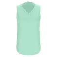 thumbnail image 4 of MIXUE Womens Summer Tops Solid Color V Neck Sleeveless Vest Dressy Loose Fit Casual Tank Pullover T-shirts Holiday Wear,Green,XXL, 4 of 5