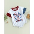 thumbnail image 3 of Coduop Independence Day Infant Baby Romper Short Sleeve Crew Neck Jumpsuit Newborn Bodysuits, 3 of 8