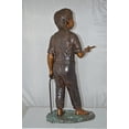 thumbnail image 5 of Nifao Girl Holding Garden Hose Outdoor Fountain Statue, Bronze Garden Water Feature Sculpture for Patio & Yard – Outdoor Garden Decor Sculpture, 13"L x 20"W x 39"H, 5 of 12