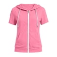 thumbnail image 4 of Womens Short Sleeve Zip Up Hoodies Lightweight Slim Fit Drawstring Comfort Sweatshirts Summer Casual Fashion Clothes, S-2XL, 4 of 5