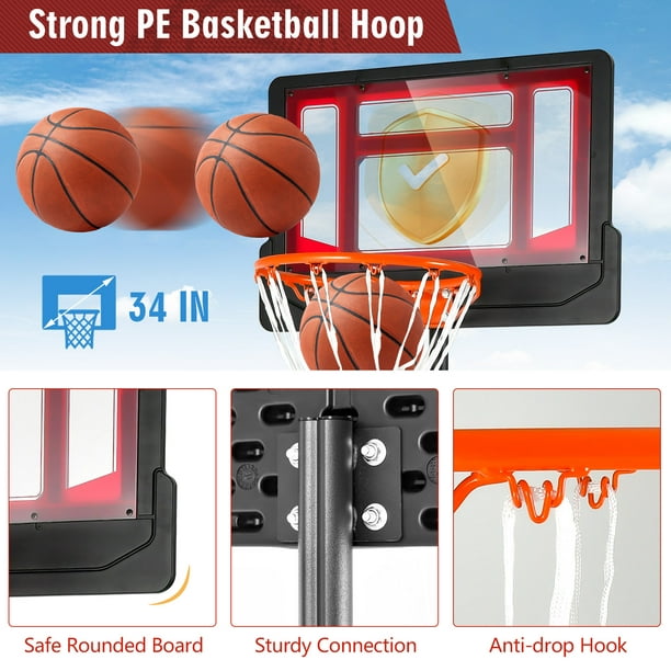 COSTWAY Mini Panier de Basket avec Filet 46CM Anneau de Basketball