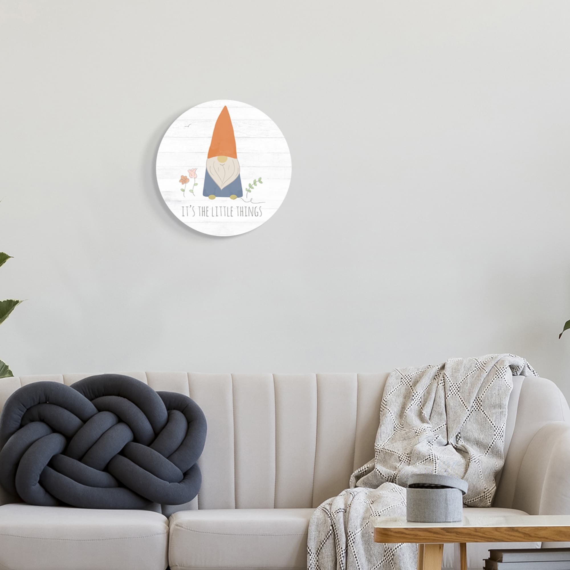 Stupell Industries It's The Little Things Inspirational Phrase Cute Gnome,12 x 12,Design By Anna Quach