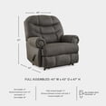 thumbnail image 3 of Bowery Hill Faux Leather Traditional One-pull Reclining Motion Gunmetal Recliner, 3 of 9