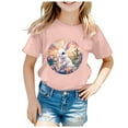 thumbnail image 3 of Toddler Girls Bunny T-Shirt Happy Easter Bunny Short Sleeve Shirts Happy Easter Kids Girls T-Shirt Size 8-9, 3 of 4