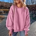 thumbnail image 6 of Round Neck Pullover for Women Loose Lambswool Casual Versatile Long Sleeve Top Fall Winter Sweatshirt Pink XL, 6 of 9